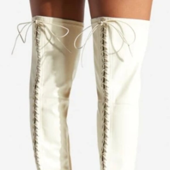 ShoeDazzle  TAYSON HIGH BLOCK HEEL BOOT Bone 9 NWT - Picture 8 of 10